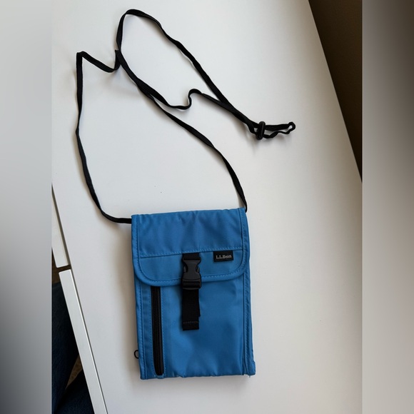 L. L. Bean Cross Body Travel Purse Satchel Folding Wallet Blue (Vintage) - Picture 1 of 7